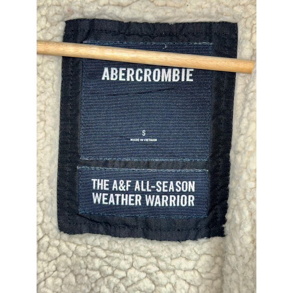 Abercrombie & Fitch Black Sherpa Lined Hooded Parka Jacket Utility Coat Size S - Picture 5 of 12